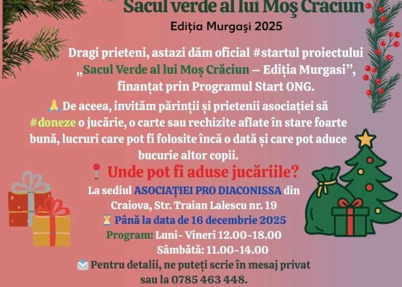 (P) Un proiect de reutilizare și educație ecologică aduce bucurie, de sărbători, copiilor din Murgași, jud. Dolj
