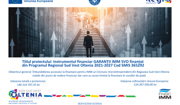 (P) Lansarea proiectului „Instrumentul financiar GARANȚII IMM SVO finantat din Programul Regional Sud Vest Oltenia 2021-2027”